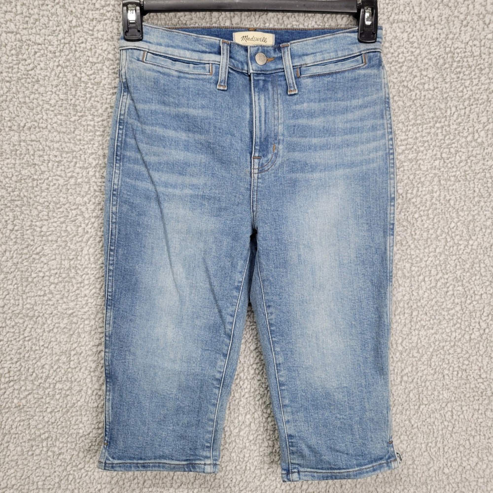 Madewell Womens High Rise Denim Bermuda Shorts Light Wash Size 26 Knee Length